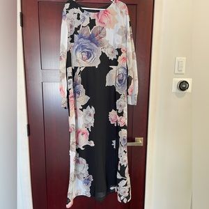 ASOS Black Floral Long Sleeve Dress